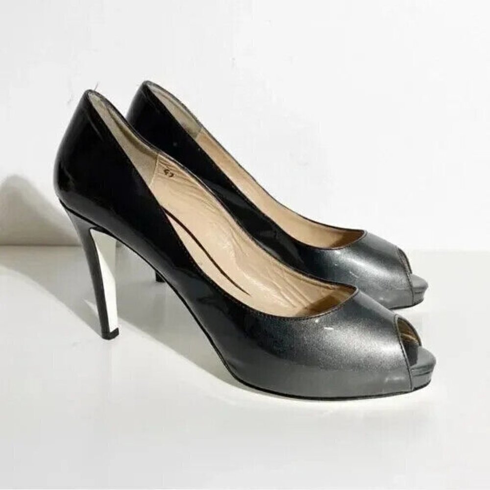 Ron White "Bonnie" Peep Toe Pewter Stiletto Heel BNWT Italy